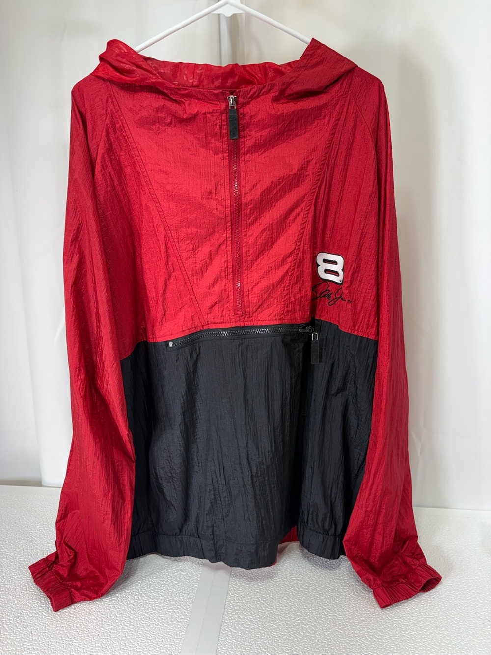 Chase Authentics Red and Black Hooded Windbreaker Anorak 3678
